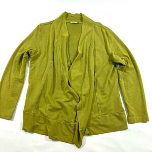 Chalet Open Front Cardigan Shirt Green Cotton Hemp